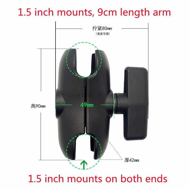 Jadkinsta 1.5 inch Ballhead Combo Mounting Holder Double Socket Arm Round Base for Garmin for TomTom GPS Photo Equipment: 90mm arm