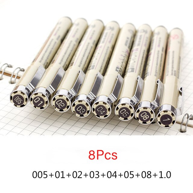 8/11/12 st sakura pigma micron konstmärken pennor för att rita vattentät nål krok linje skiss borste penna papperstillbehör: 8 st