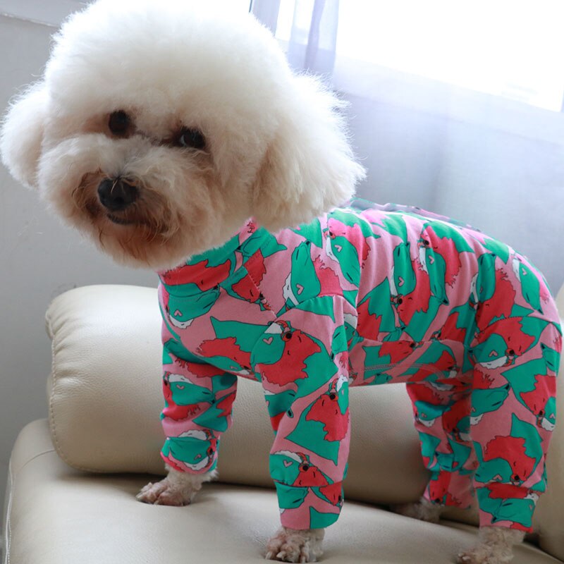 Hond Jumpsuit Dunne 100% Katoen Puppy Kleding Gedrukt Overalls Kleine Honden Beschermen Buik Stretchy Pyjama Chihuahua Poedel