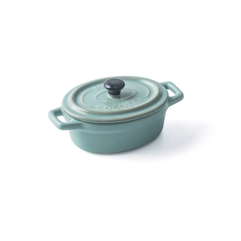 Mini Ceramic Casserole With lid Pudding Pumpkin Soup Matte Double ear Stew pot Bone China Matte Glazed: B