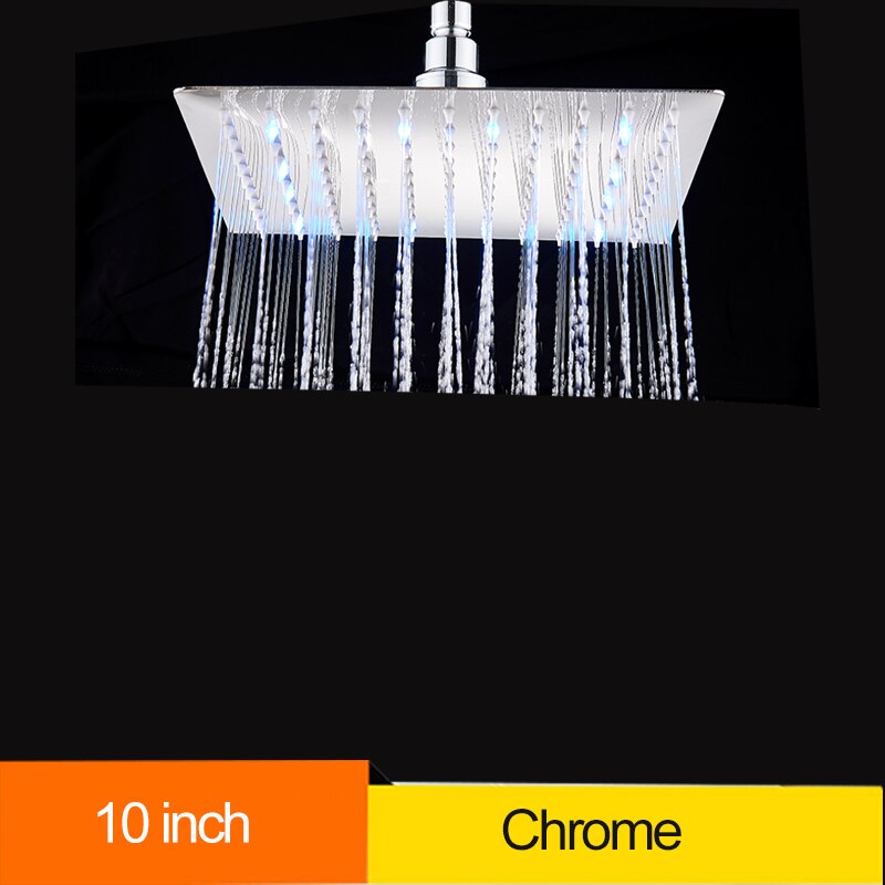 Senlesen Shower Head 12 inch Chrome LED Rainfall Tap 304 Stainless Steel Over-head Shower Sprayer Square Style 10/12/16 inch: chrome 10 inch