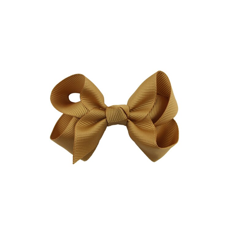 Små hårrosetter med hårspännen för flickor barn mini boutique slät knut band rosett hårnål hår accessoarer band rosett: A03 kamel