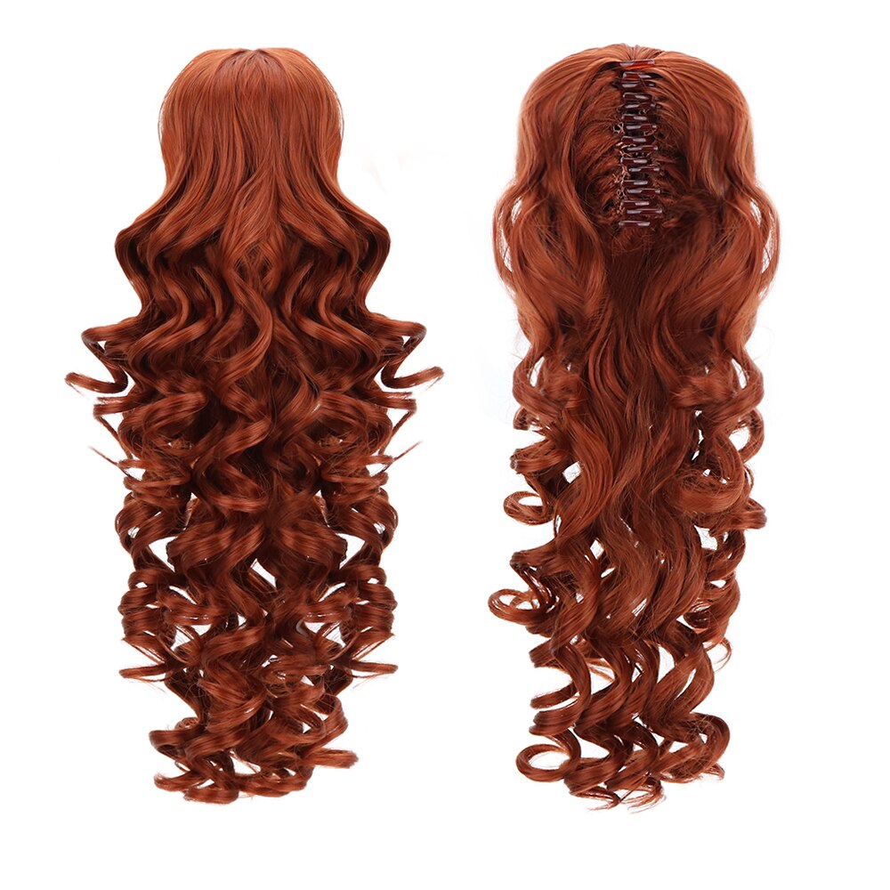 18 "synthetische Losse Golvend Paardenstaart Hair Extensions Clip In haarstuk Bruin Zwart Clip In Paardenstaart Hair Extension Heat slip