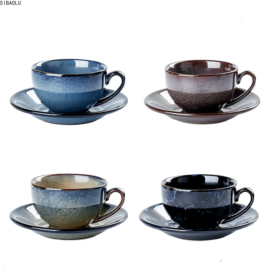 Taza de café pequeña y lujosa flor europea, platillos de vidrio conciso para el hogar, taza de café de cerámica, té negro, 250ml