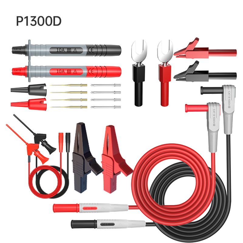 Jxsinone P1300 Serie Vervangbare Multimeter Probe Probes Test Haak & Test Lead Kit 4Mm Banana Plug Alligator Clip Automotive tool