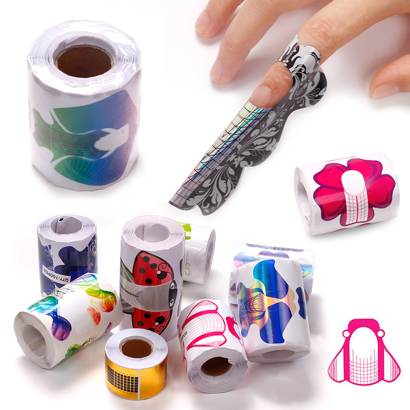 100 unids/lote puntas de formas de uñas francesas extensión de pegatinas de uñas acrílico UV Gel curva herramientas de arte de uñas postizas formas guía DIY juego de manicura