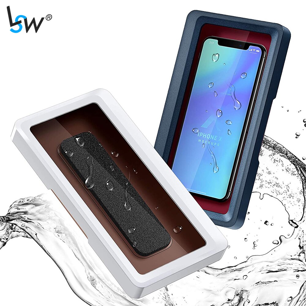 Telefoon Houder Badkamer Waterdichte Thuis Muur Iphone Case Stand Doos Zelfklevende Touch Screen Telefoon Shell Douche Afdichting Opslag