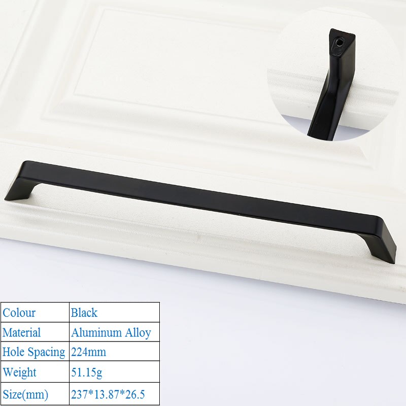 High Grade Black Door Handles Kitchen Cabinet Door Handles Modern Decorative Furniture Knobs Push Pull Handles Accessories