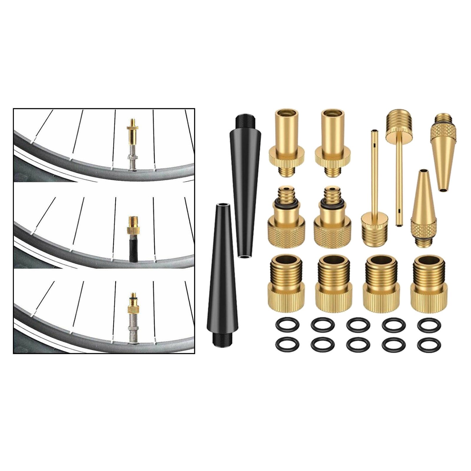 14/15pcs Bike Pump Adapter, Schrader, Donut, Presta Valve Adapter Adaptor Conversion Nozzle Ball Pump Needle Nozzle Kit