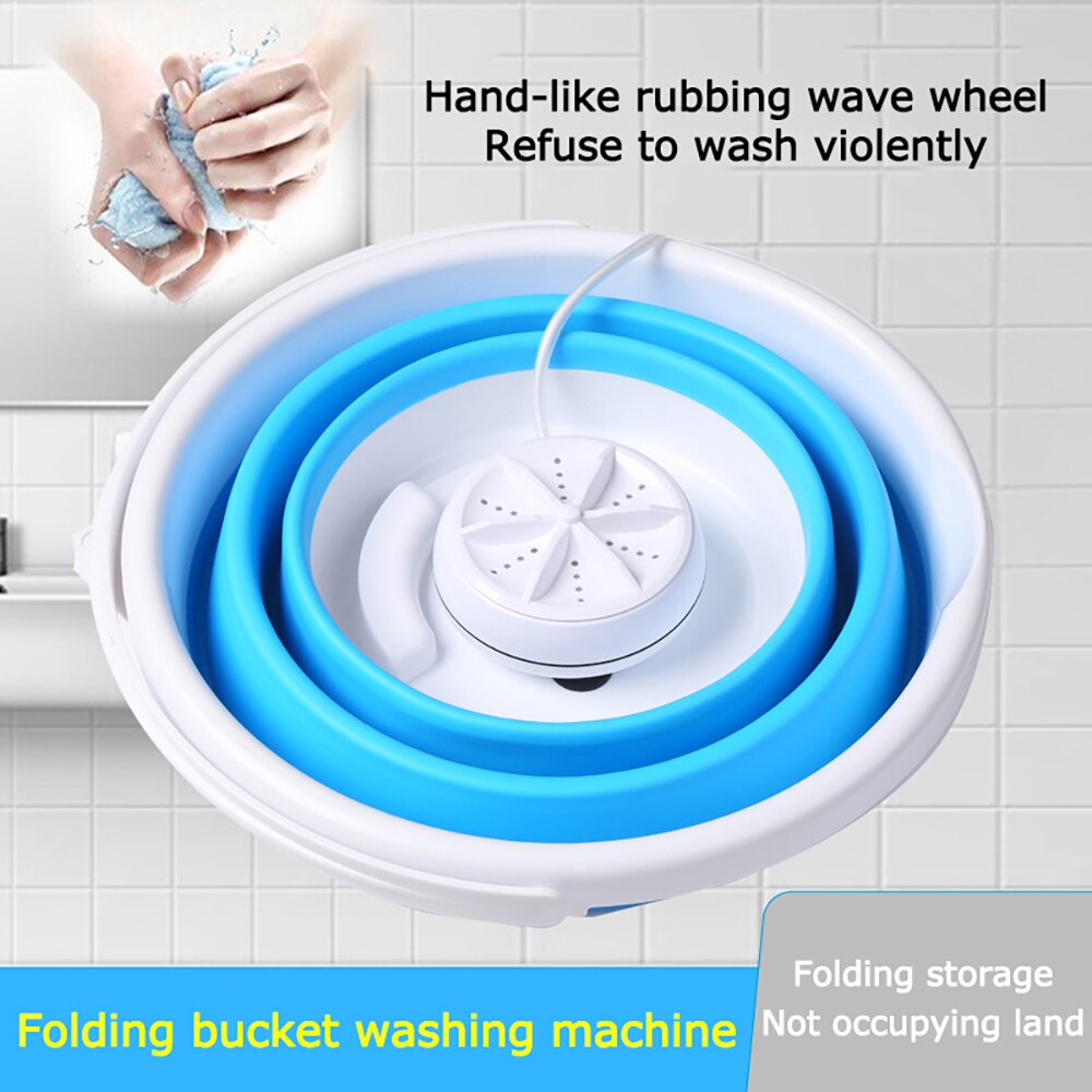 Mini Foldable Washing Machine Ultrasonic Cleaning Small 3 in 1 Portable Turbo Washer USB Dormitory Washer For Home Travel