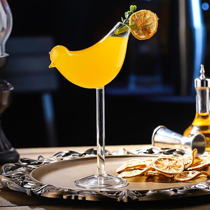 Vasos de cristal con forma de pájaro para cóctel, 2 uds., transparente