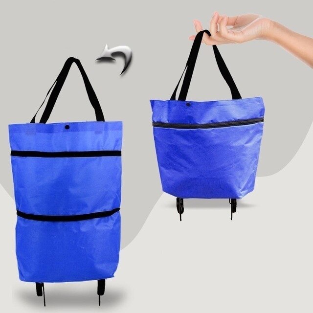 Folding Shopping Bag On Wheels Bag Food Shopping Organizer Trolley Bag Fruit Vegetables Shopping Cart Organizer Portable Bag: VIOLET/紫罗兰