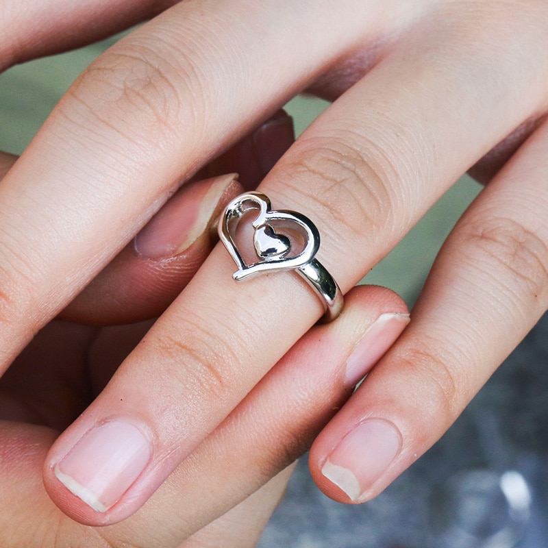 Huitan-Anillo de corazón infinito para chica, de corazón doble hueco Simple, anillos de dedo para niña, venta directa de fábrica
