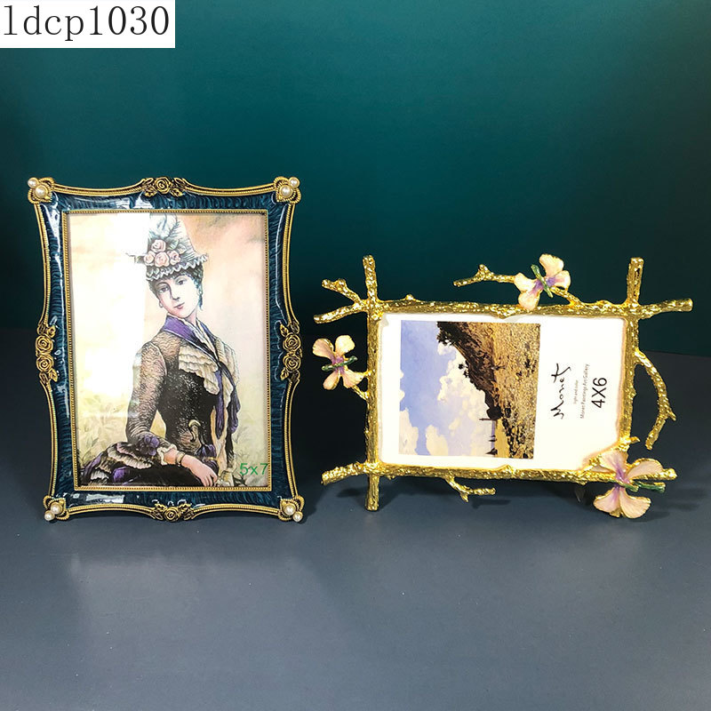 Golden Branches Floral Photo Frames Modern Gold Plated Framed Picture Frame Desk Decoration Family Portrait Photo Frame