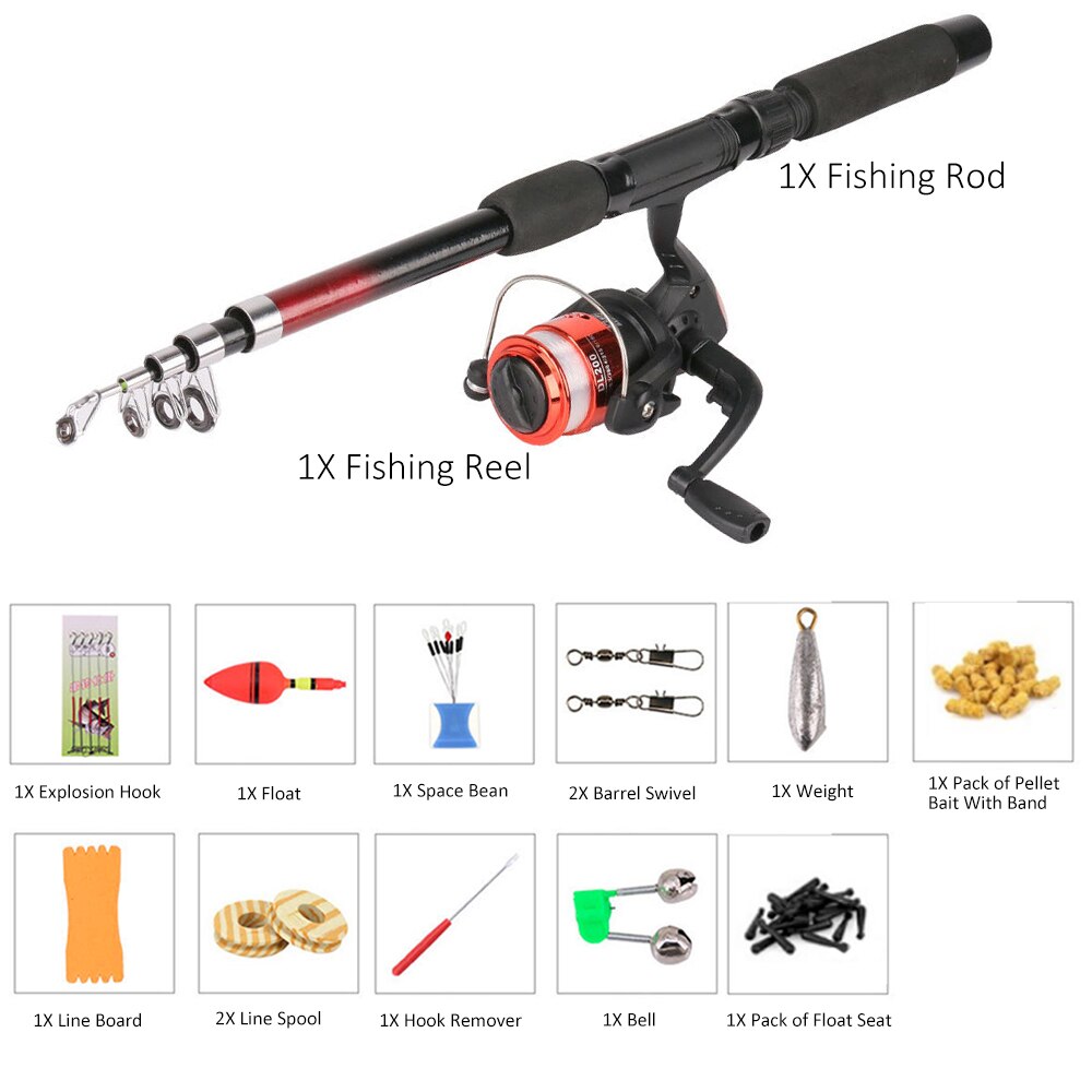 Telescopic Fishing Rod Spinning Reel Combos Full Kit Fishing Pole Reel Fishing Gear Accessories Organizer: Default Title