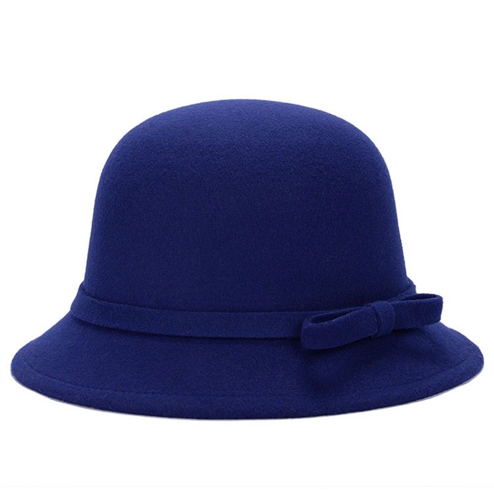 Kvinders blomster 1920s vintage beret beanie cloche spand vinter bred skygge hat: Blå
