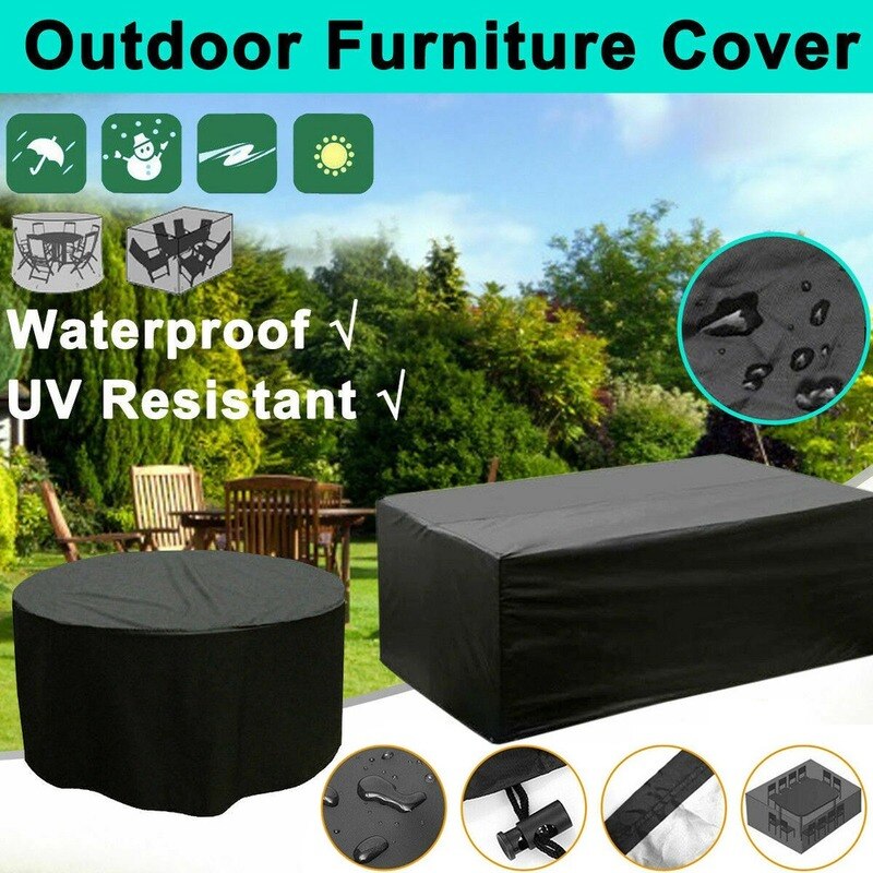 Cubierta impermeable para muebles de jardín, funda de mimbre para mesa, cubo, sofá, exterior, color negro, 9 tamaños