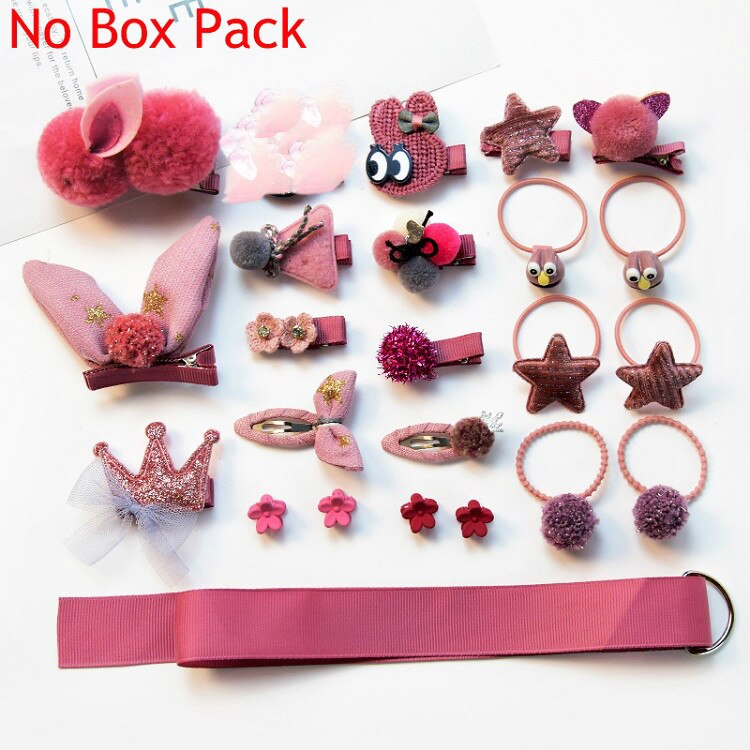 18/24 Stks/set Baby Haar Clips Haarband Bows Baby Girl Haaraccessoires Hoofdband Meisjes Chiffon Cartoon Haarspeldjes Elastische Haar band: 24 Pcs-rose