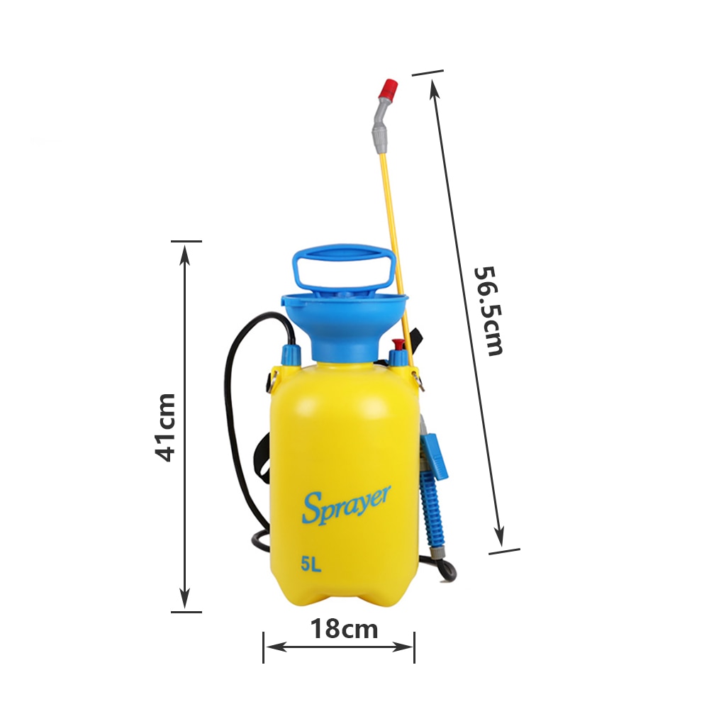 5l haven rygsæk sprøjtepumpe handling tryk sprøjte med trykudløsningsventil gule og røde have drivhusforsyninger