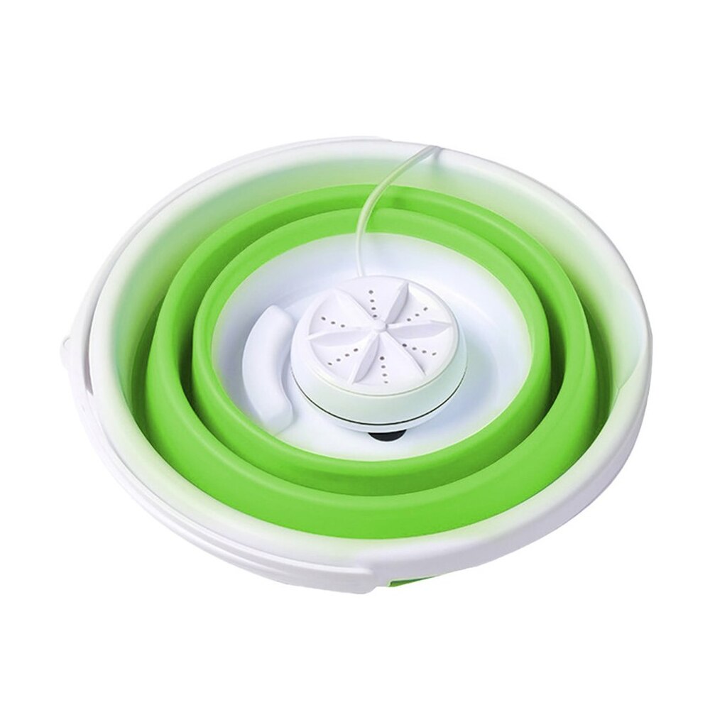Mini Ultrasonic Washing Machine Portable Turbo Personal Rotating Washer Convenient Home Business Travel USB: green 10L