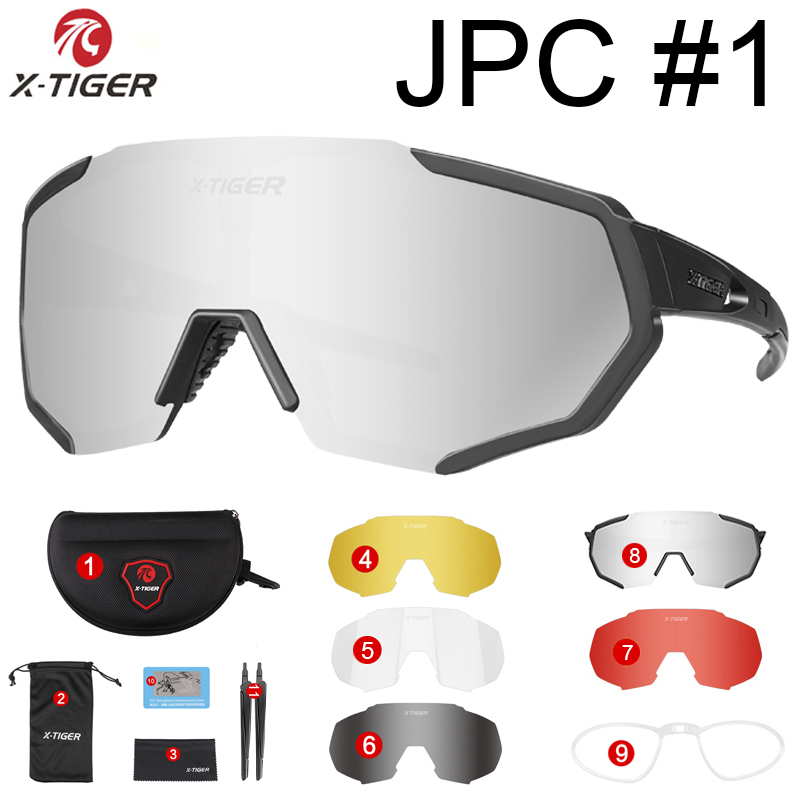 Gafas polarizadas X-TIGER para ciclismo, gafas para deportes al aire libre, gafas para bicicleta de montaña, gafas de sol para hombre y mujer, gafas para ciclismo: JPC01-5 lens