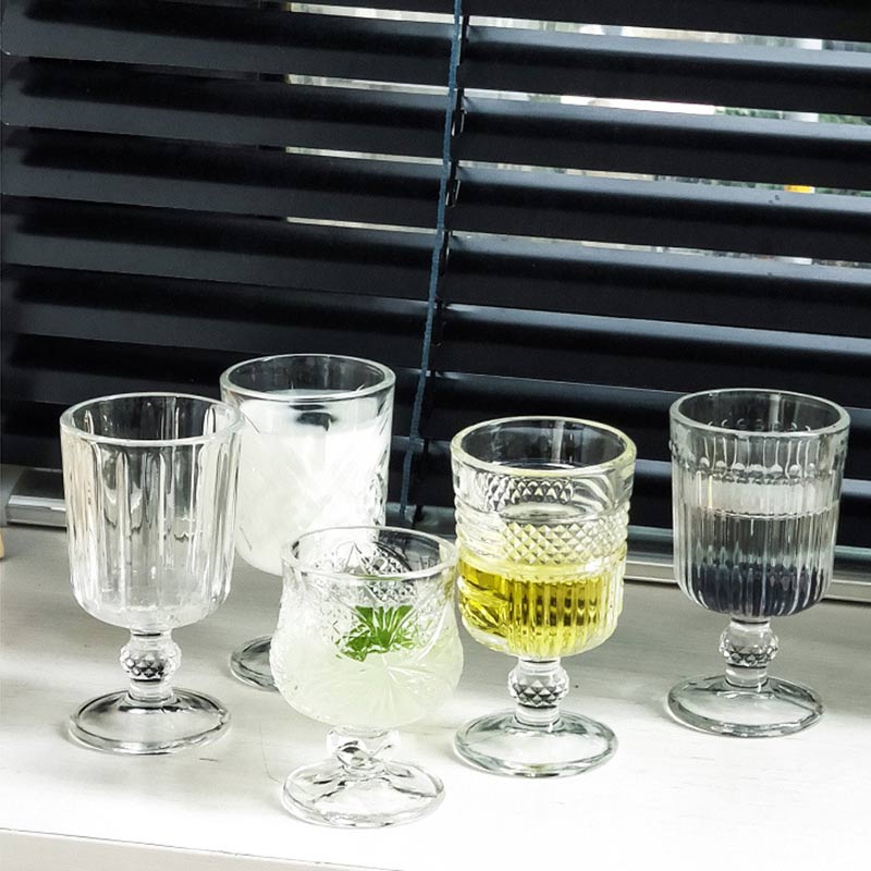 Mini copa de vidrio en relieve para Bar, vaso transparente para cóctel, vaso para café expreso, leche, zumo, , 1 unidad