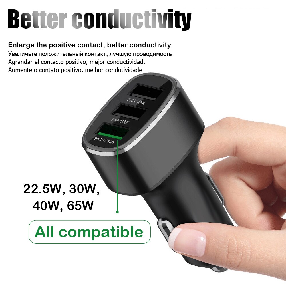 Chargeur de voiture USB chargeur rapide entièrement Compatible universel 22.5W 30W 40W 65W pour iPhone Samsung Huawei Xiaomi chargeur de téléphone portable