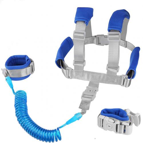 1.5m ajustável crianças cinto de segurança arnês de pulso criança trela anti-lost link crianças andando assistente bebê walker pulseira: Azul
