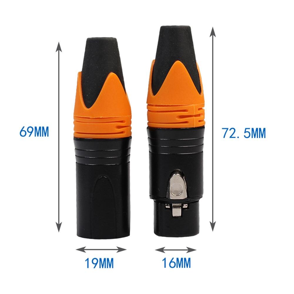 2 pièces boîtier en alliage de Zinc XLR 3 broches mâle femelle adaptateur Audio connecteur pour les produits Mic appartiennent au positionnement haut de gamme: Orange
