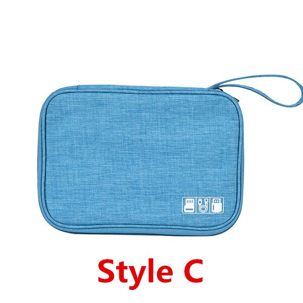 Electronics Organizer Bag - Portable Digital USB Gadget Case - Travel Charger Holder: C-Blue