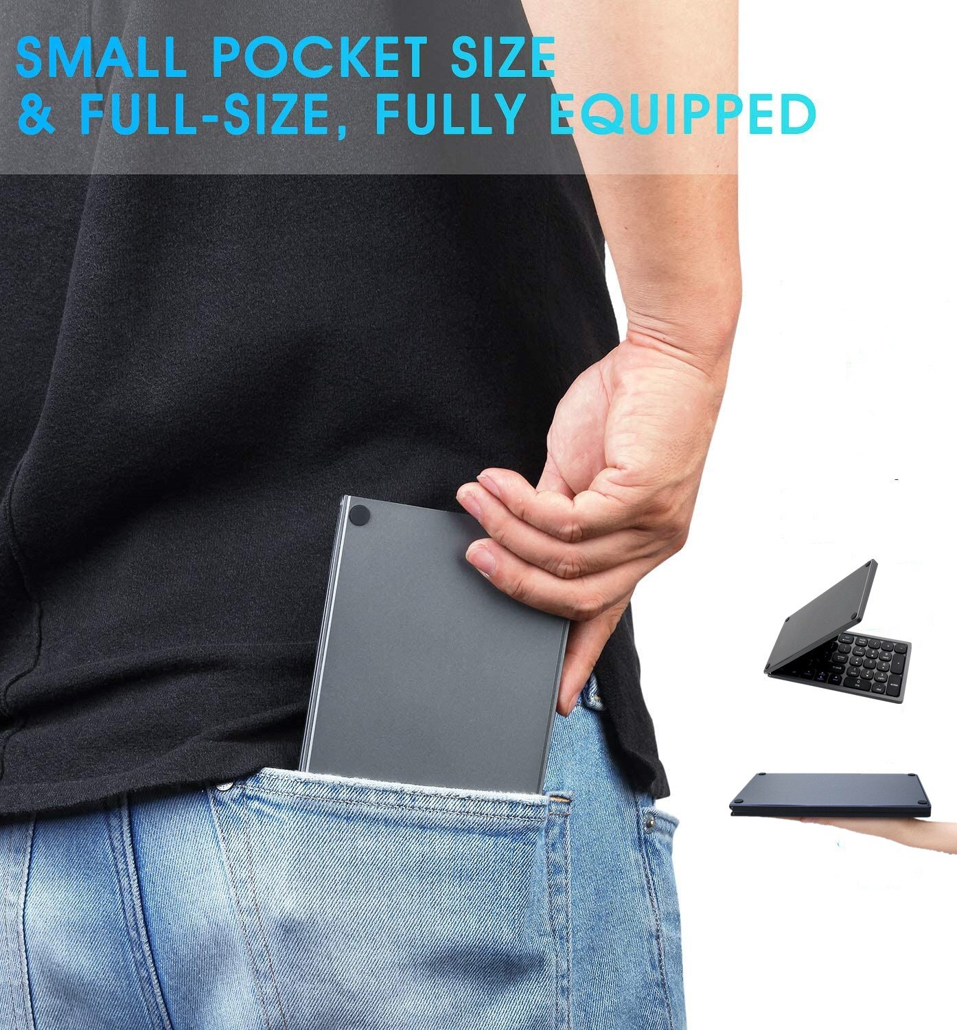 Portable Mini Thin Folding Wireless Bluetooth Keyboard With Numeric Keypad FK328 For Windows Android IOS Tablet iPad Phone