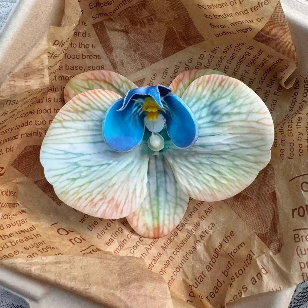 Süße Orchidee Blume Haarnadel thailändisch Stil Böhmischen Stil Schmetterling Orchidee Haar Clip Strass Legierung Frauen Seite Clip Strand: verrotten