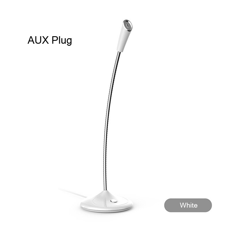 360° Recording Condenser Microphone USB 3.5 AUX HD Noise Reduction Noise Removal Omnidirectional Calling Conference Microphone: White-AUX