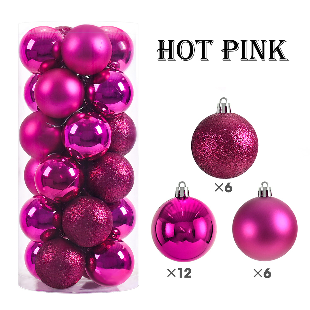 3/4cm 24 . røde grønne julekuler pynt jul juletrekuler dekorasjon hengende anheng ball år navidad dekor: Lysegrå / 3cm