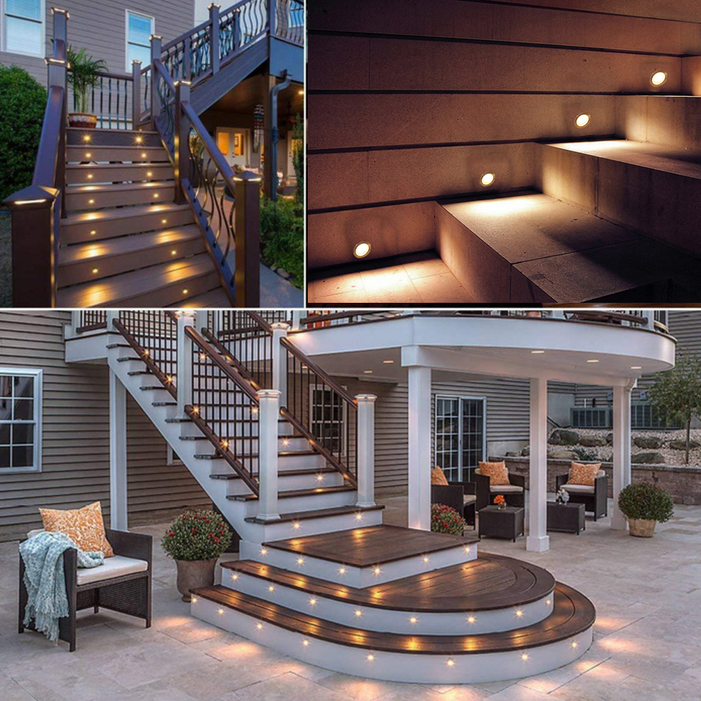 10/16PCS LED Deck Light Outdoor Wateroof DC12V Recessed Underground Bulb Lamp EU/AU/UK/US Plug For Courtyard Garden Step Stairs
