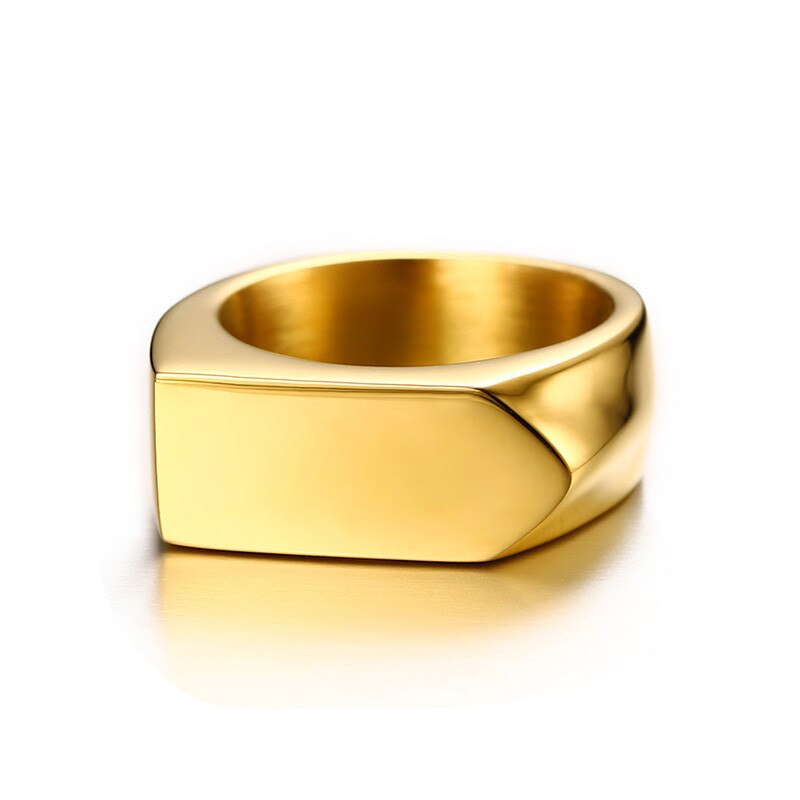 ZORCVENS Vitality Ring in Black Stainless Steel Flat Top Ring for Men Male Jewelry Anel Aneis Masculinos Anillos