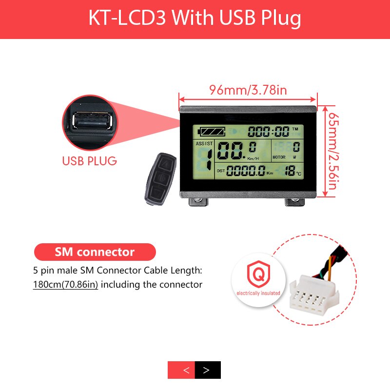 KT – écran LCD3 LCD8H LED880 Kuteng pour vélo électrique, 24V/36V/48V/72V, accessoires pour Kit: LCD3U SM Plug