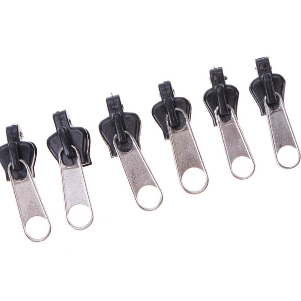 Kit de reparación de cremallera Universal, repuesto de cremalleras deslizantes de dientes para ropa, monederos y chaquetas, 6 uds.