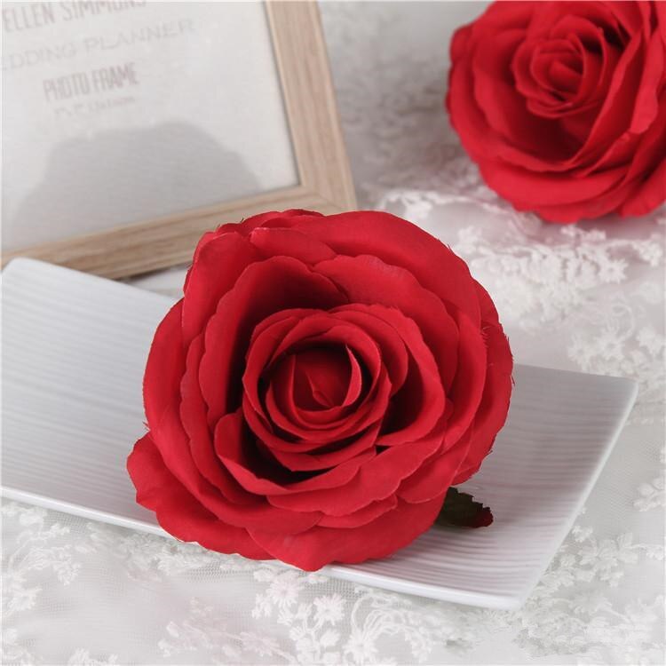 20 stk 9cm kunstige rosen blomsterhoveder silke dekorative blomsterfest dekoration bryllup væg blomsterbuket hvid kunstig rose