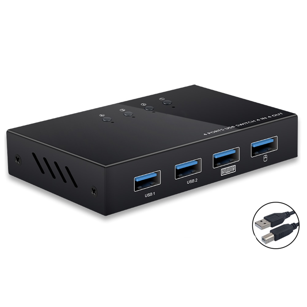 USB Kvm-switch Box 4 USB 2,0 Switcher PC Sharing Splitter für Tastatur Maus Mit 4 USB Kabel Unterstützung