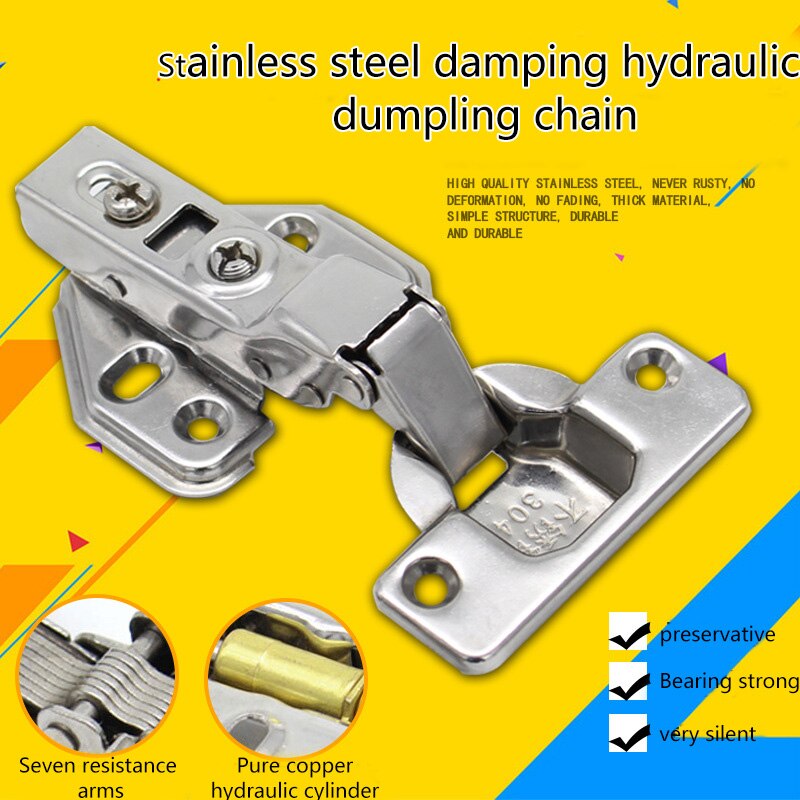 4 Pcs Stainless Steel Soft Slow Close Cabinet Door Hinges Hydraulic Hinges Damper Buffer LB88
