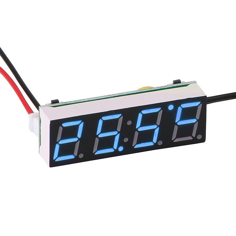 Car Electric Clock Digital Timer Green Blue Red Light HD LED Temperature Clock Thermometer Voltmeter LED Display Digital Clock: Blue