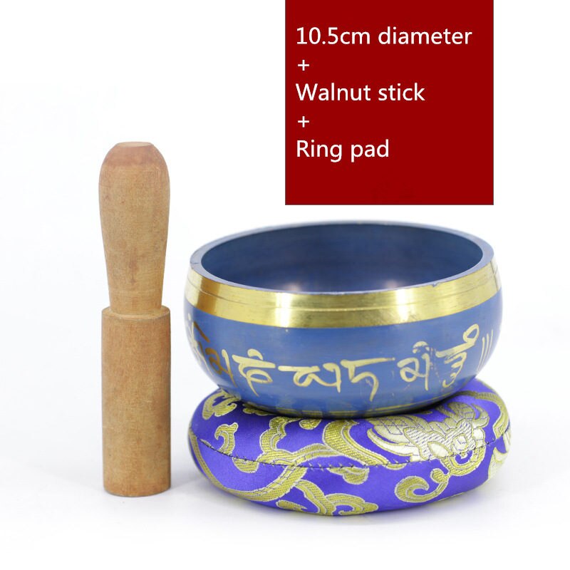 Tibetan Singing Bowl Set — Meditation Sound Bowl Handcrafted in Nepal for Healing and Mindfulness: 10.5cm x stick x pad
