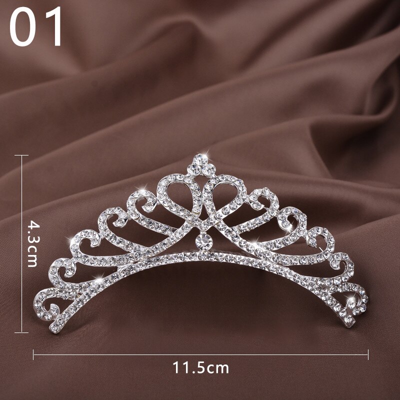 Prinzessin Krone für Mädchen Zeigen Braut Krone Tiara Diadem Silber Farbe Kristall Blumen Hochzeit Braut Haar Zubehör Kopf Schmuck: 1