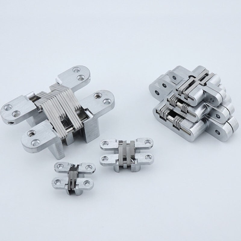 Stainless steel Built-in Concealed Cross Heavy-loading Folding door hinge Hidden double spring door Hinge Furniture hardware 2pc