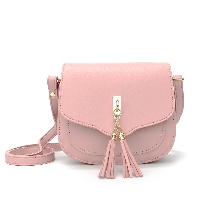 Mini saco crossbody para as mulheres borla designer moda bolsas de couro do plutônio saco mensageiro senhoras aleta quadrado telefone ombro pacote: pink
