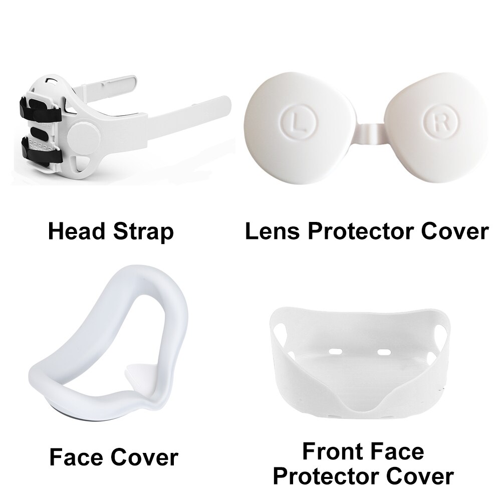 Adjustable Oculus Quest 2 Halo Head Strap Elite Head Strap For Oculus Quest 2 VR Accessories Quest 2 Strap Quest 2 Accessories: White Set B