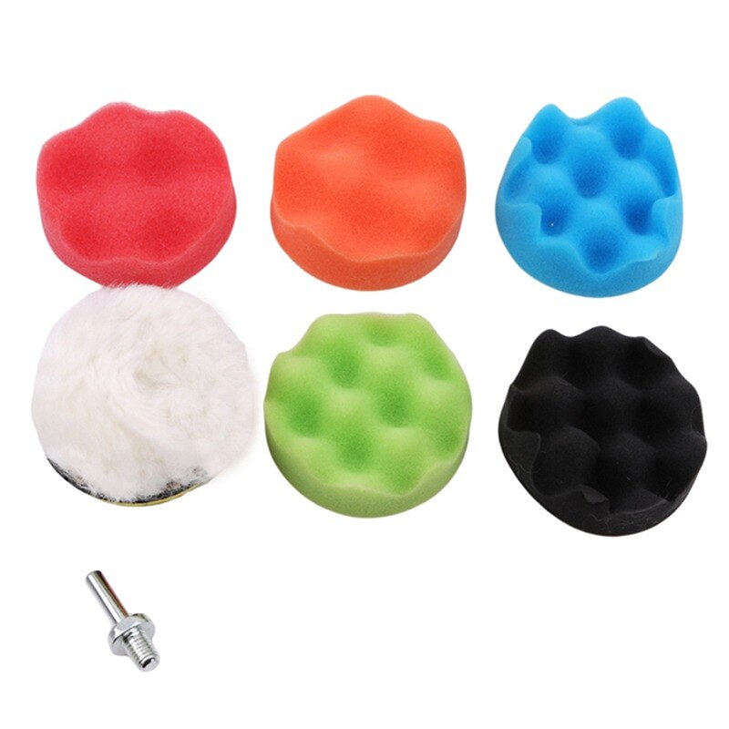 3inch Car Polishing Disc 11Pcs/Set Self-Adhesive Buffing Waxing Sponge Wool Wheel Polishing Pad For Car Polisher Drill Adapter