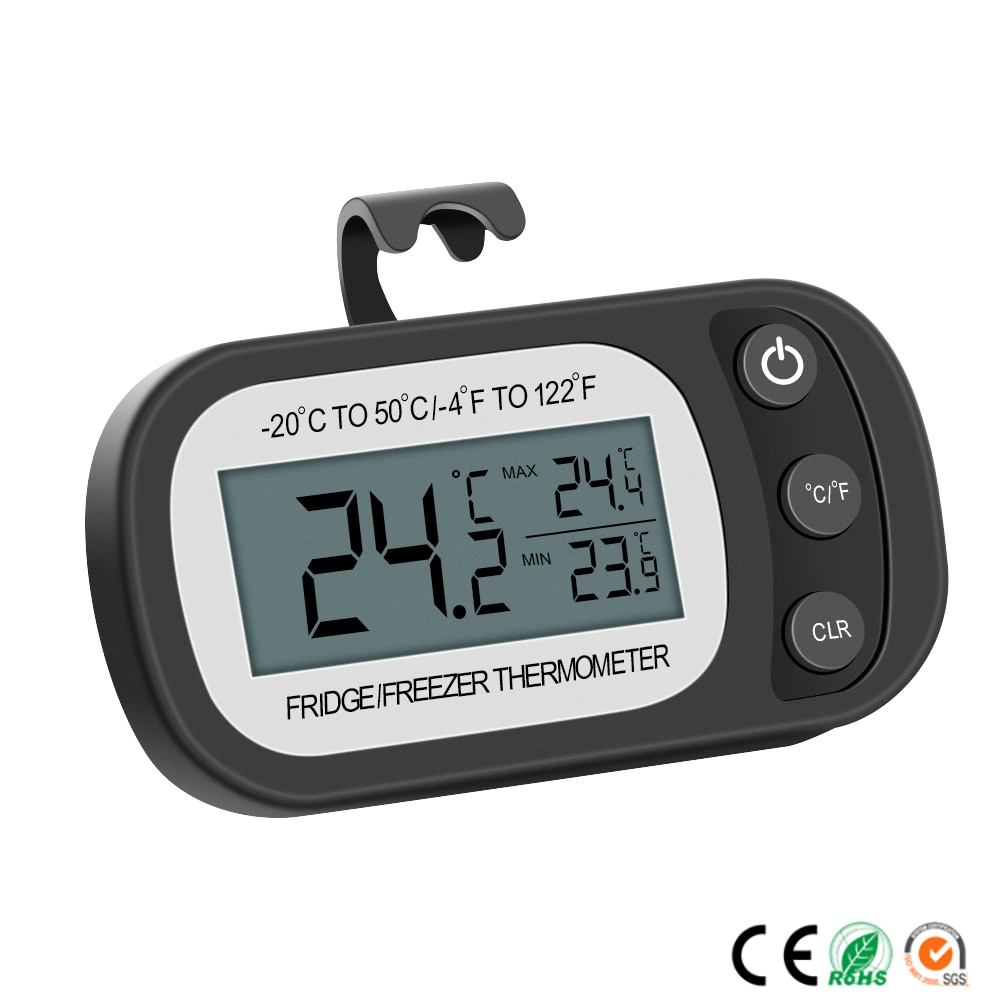 Mode Vriezer Thermometer Met Haak Waterdichte Lcd Digitale Display Koelkast Thermometers Functie Voor Thuis Koelkast Voor