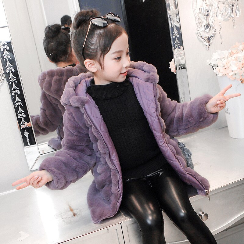 Meisjes Winter Jassen Winter Kinderen Mode Kleding Baby Meisjes Faux Fur Tops Wollen Jas Kinderen Meisjes Wollen Jas faux Bontjas